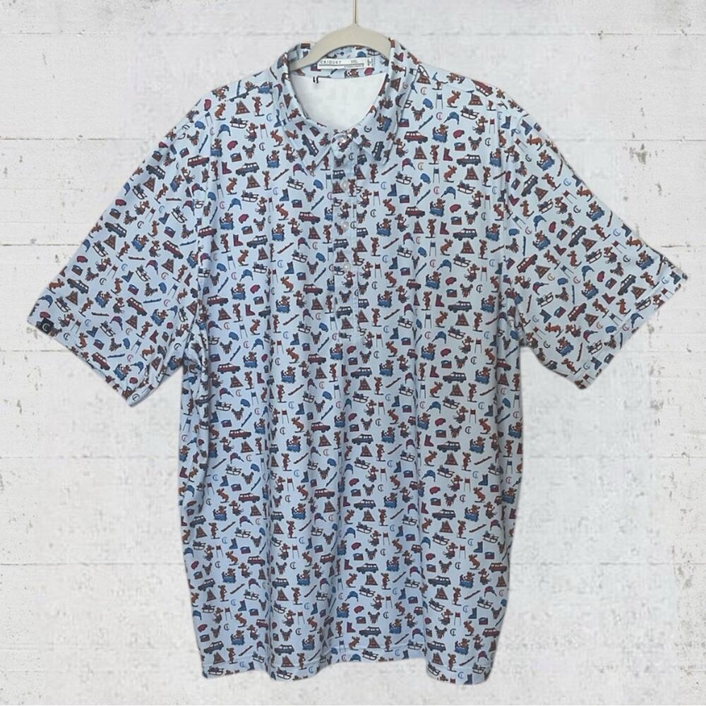Criquet Tour Range Mangy Moose Print Golf Polo Shirt PGA West Size XXL